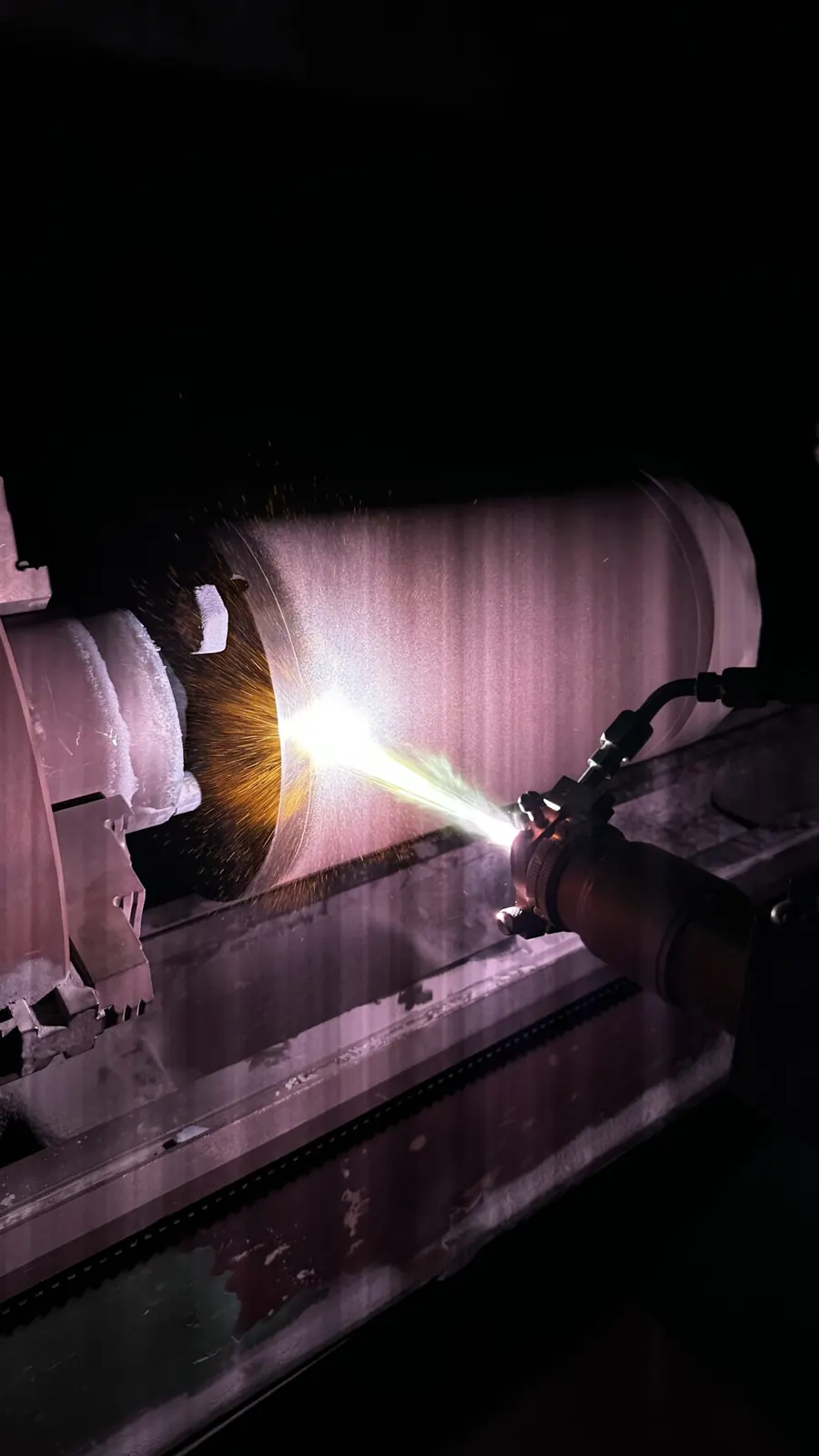 Plasma coating in progress